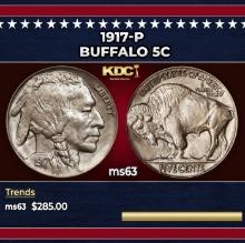1917-p Buffalo Nickel 5c Grades ms63