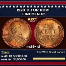 1928-d Lincoln Cent TOP POP! 1c ms66+ rd SEGS