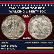 1946-s Walking Liberty Half Dollar Near Top Pop 50c ms66+ SEGS