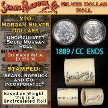 S- Rare SEARS UNC Morgan Roll With CC End 10 Coin 1889&CC Ends