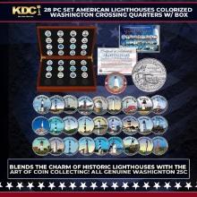 28 Pc Set Historic American Lighthouses Colorized Washington Crossing Delaware Quarters w/ BOX Other