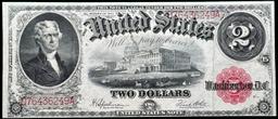 1917 $2 Large Size Legal Tender Note Thomas Jefferson Grades Select AU Signatures Speelman/White