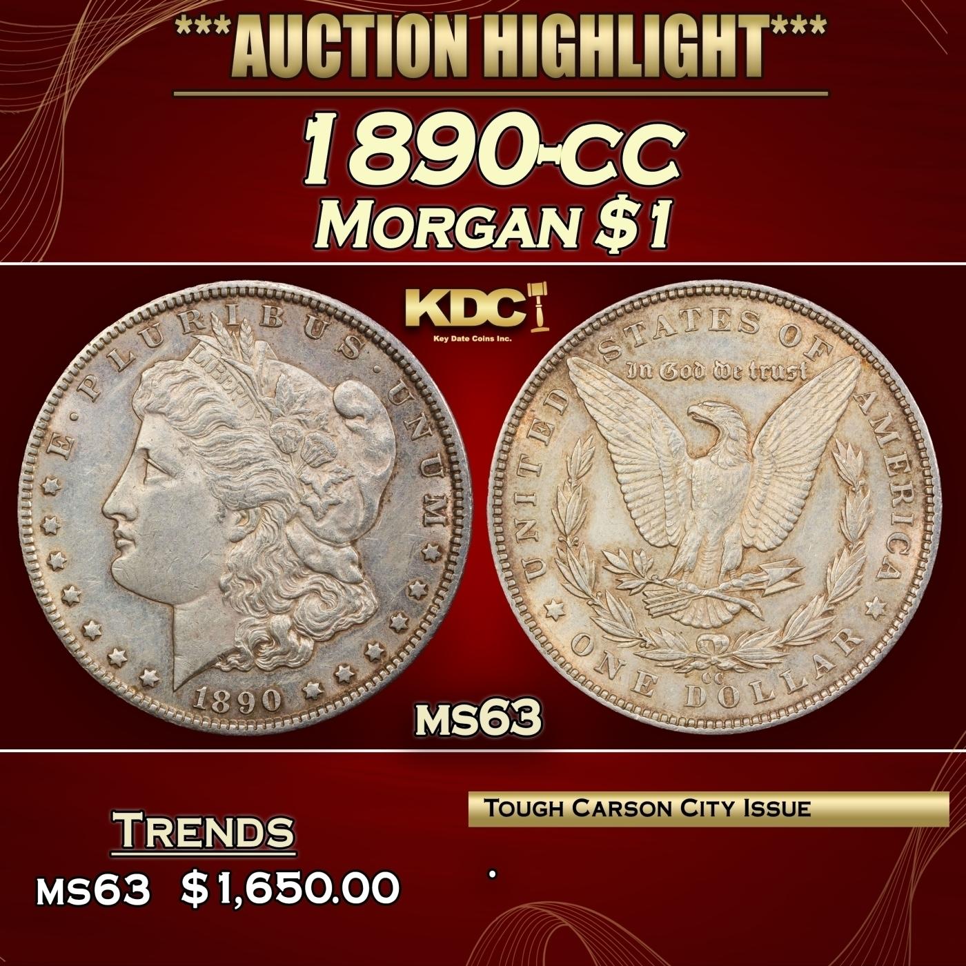 1890-cc Morgan Dollar $1 ms63 USCG