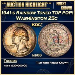 1941-s Washington Quarter Rainbow Toned TOP POP! 25c ms68 SEGS