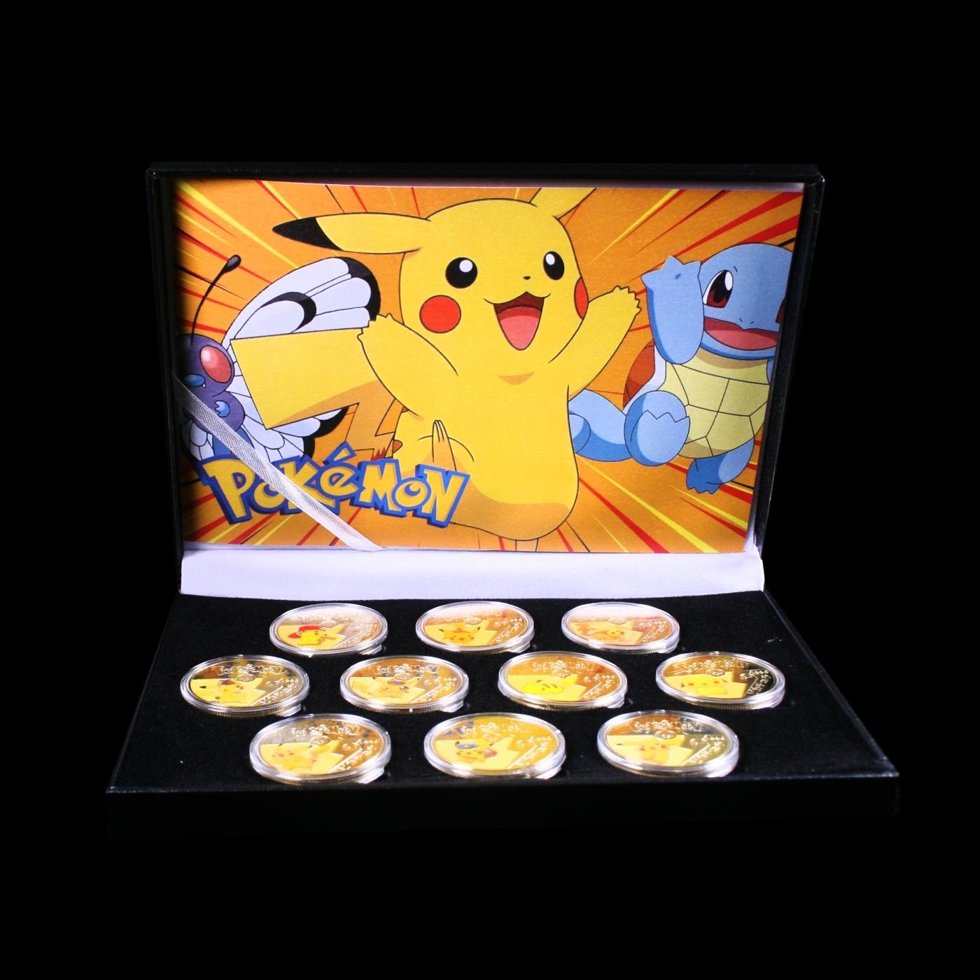 12 Coin Pokemon - Picachu - Gold Plated Round Collection