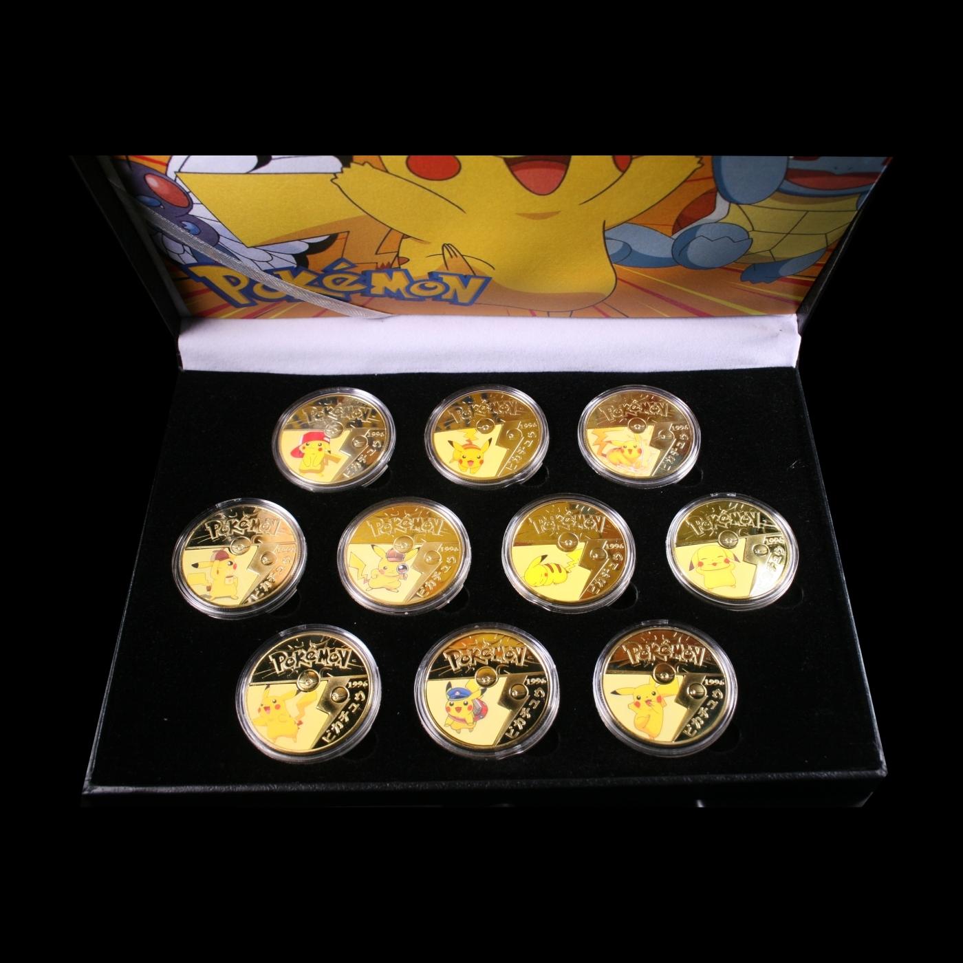 12 Coin Pokemon - Picachu - Gold Plated Round Collection
