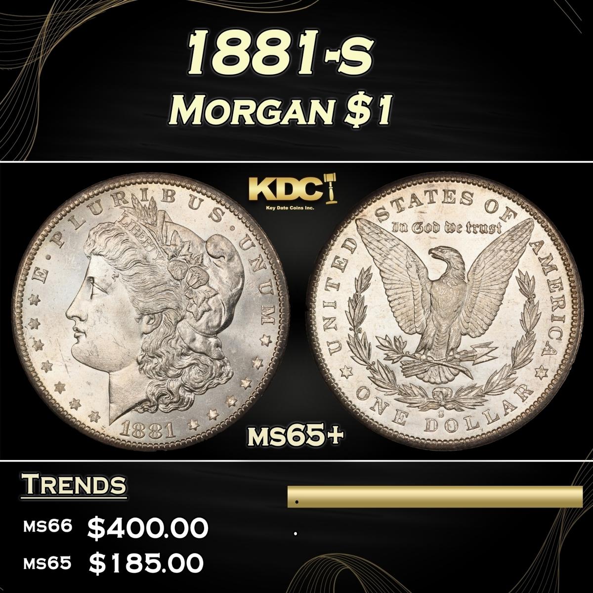 1881-s Morgan Dollar $1 Grades ms65+