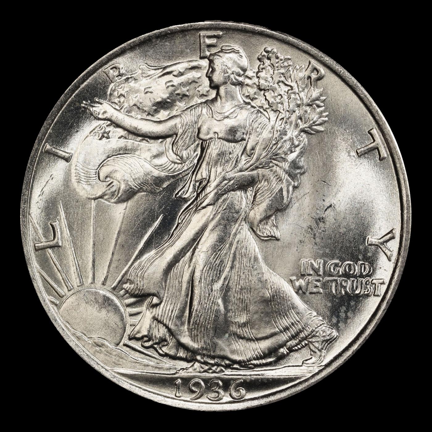 1936-p Walking Liberty Half Dollar 50c Grades ms66