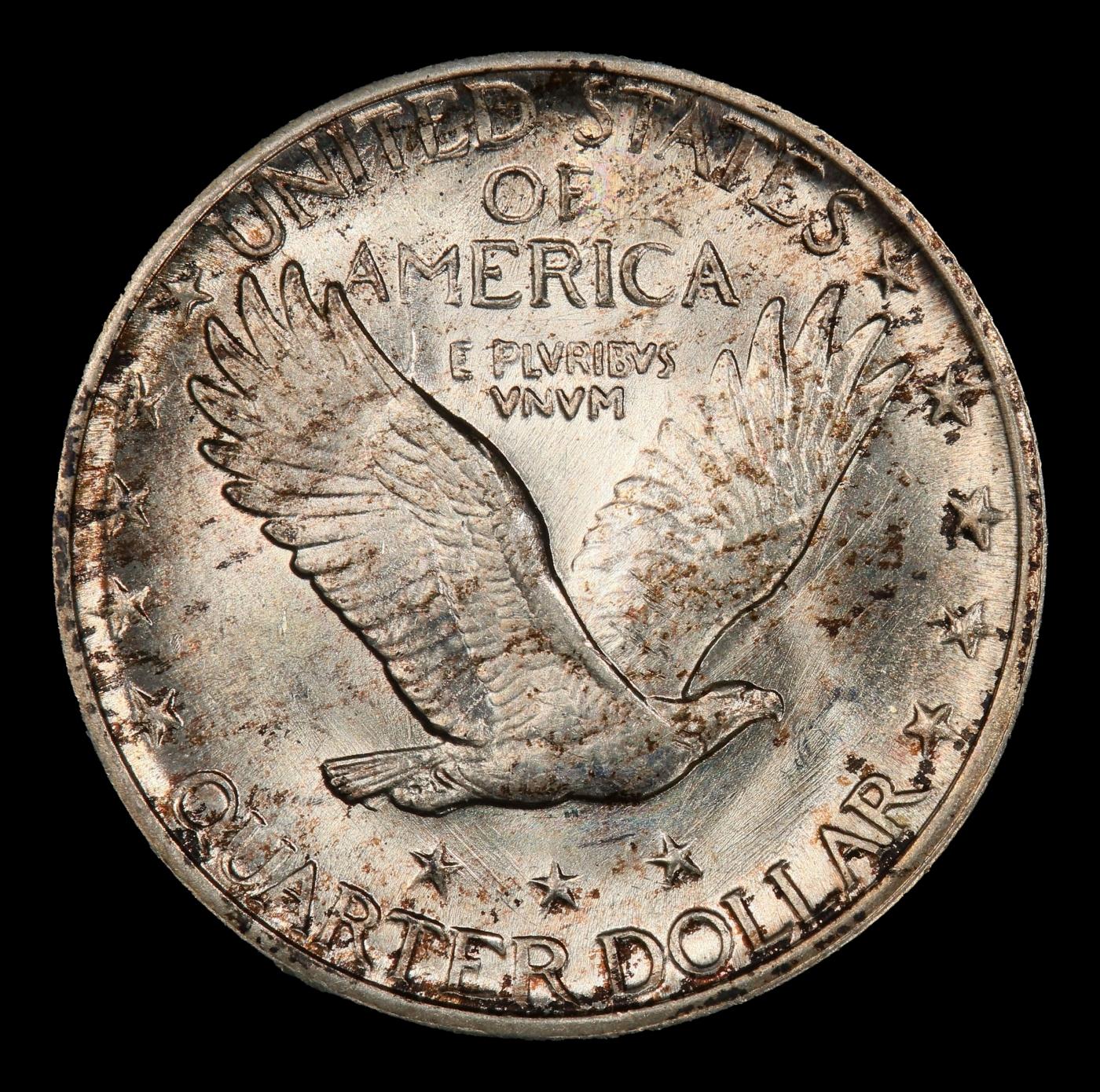 1920-s Standing Liberty Quarter Toned Clashed Dies FS-401 25c ms66+ SEGS