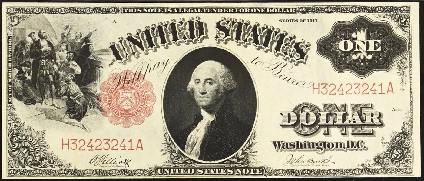 1917 $1 Large Size Legal Tender Note Grades Choice AU/BU Slider Signatures Elliott/Burke