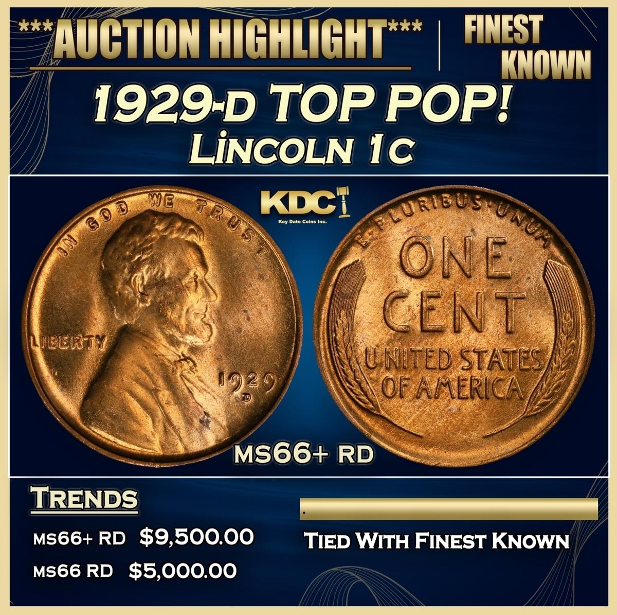 1929-d Lincoln Cent TOP POP! 1c ms66+ rd SEGS