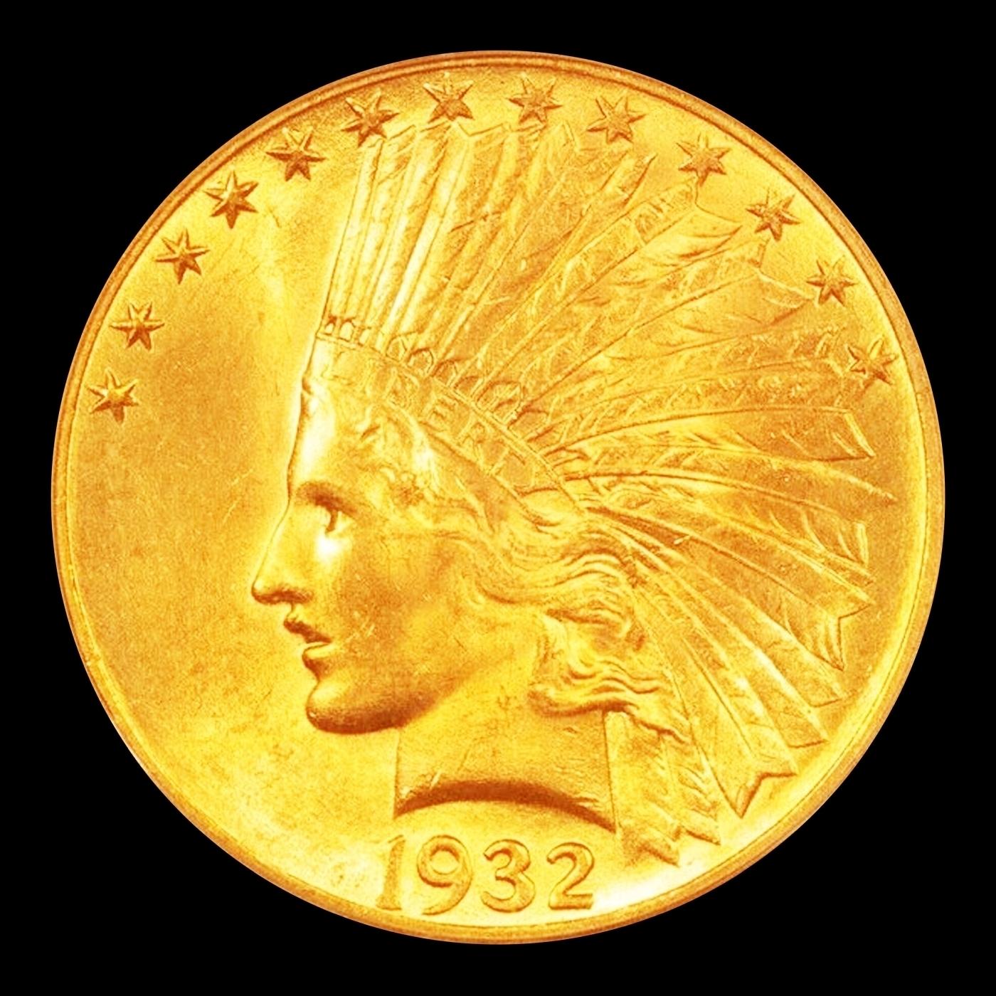 1932-p Gold Indian Eagle Near Top Pop! $10 ms66+ SEGS