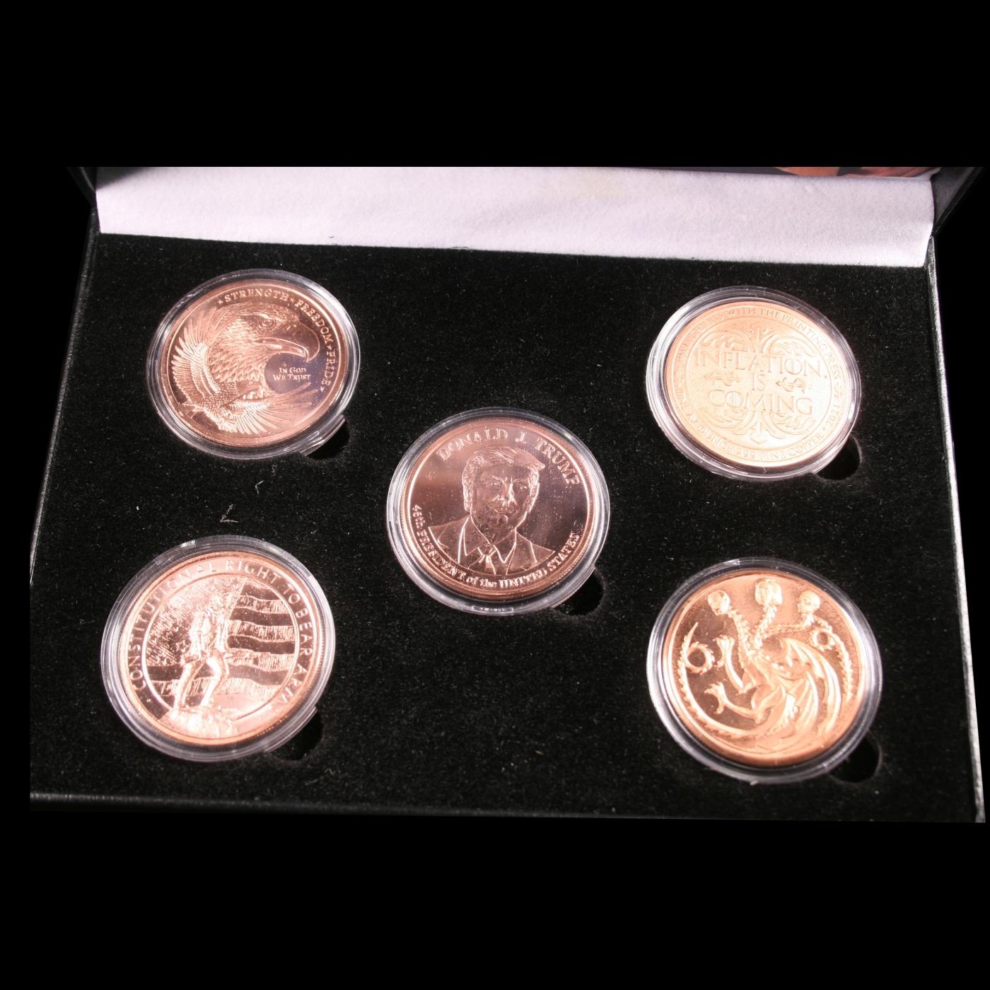 5 Copper Coin President TRUMP MAGA Tribute Set 5oz Of Copper