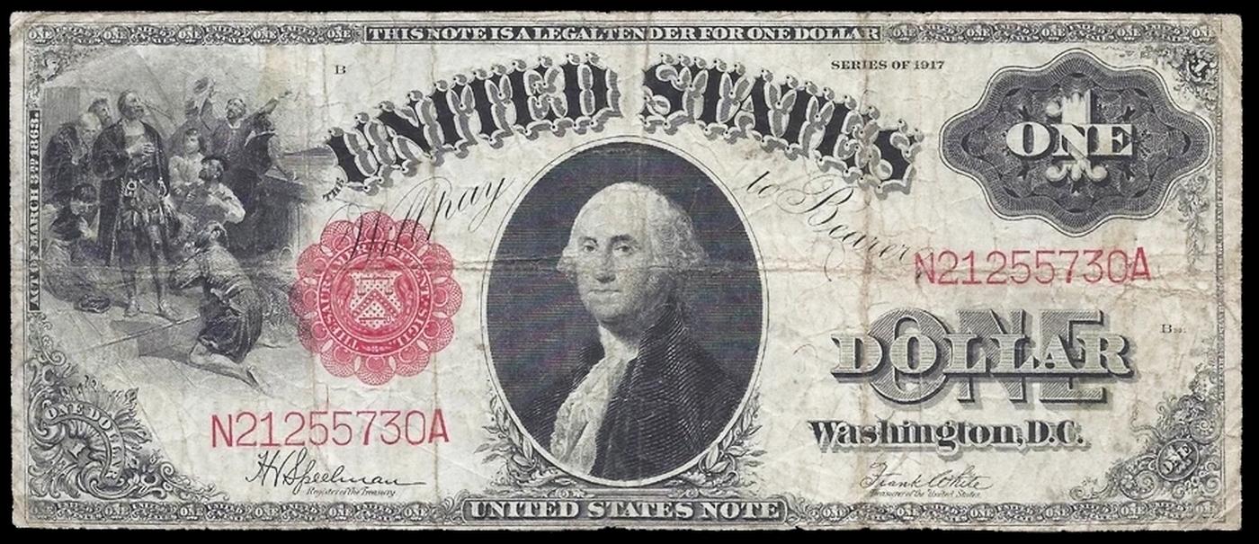 1917 $1 Large Size Legal Tender Note Grades vf+ Signatures Speelman/White