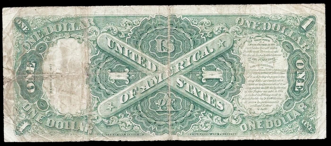 1917 $1 Large Size Legal Tender Note Grades vf+ Signatures Speelman/White