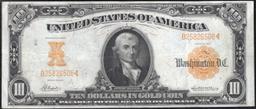 1907 $10 Large Size Gold Certificate Grades xf Signatures Napier/McClung
