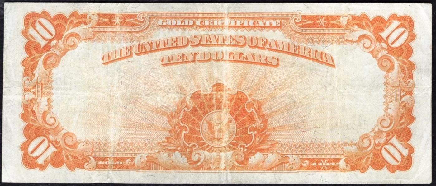 1907 $10 Large Size Gold Certificate Grades xf Signatures Napier/McClung