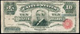 1891 $10 Red Seal Silver Certificate "Tombstone" Grades vf+ Signatures Bruce/Roberts