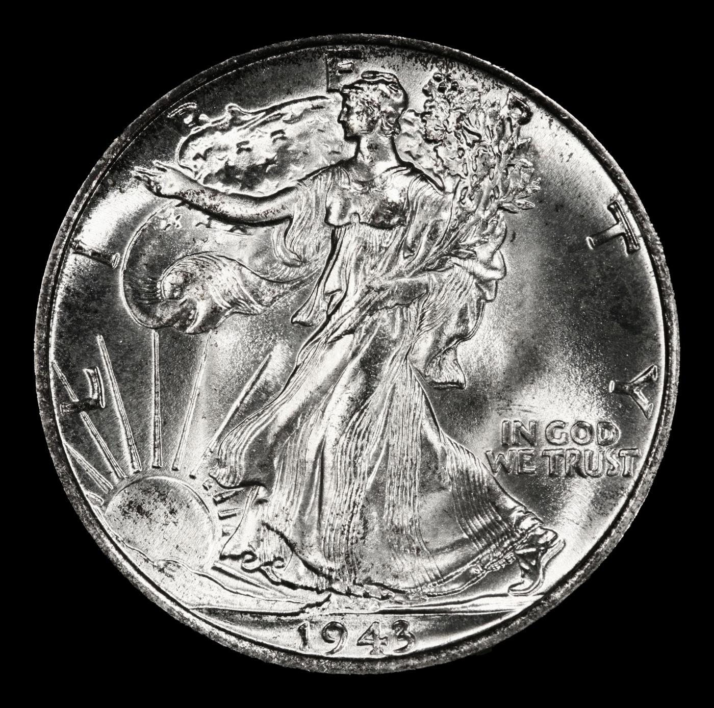 1943-p Walking Liberty Half Dollar Near Top Pop 50c ms68 SEGS