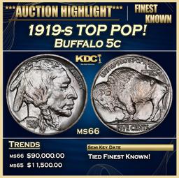 1919-s Buffalo Nickel TOP POP! 5c ms66 SEGS
