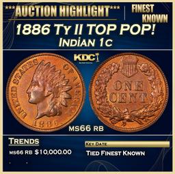 1886 Ty II Indian Cent TOP POP! 1c ms66 rb SEGS