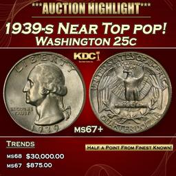 1939-s Washington Quarter Near Top pop! 25c ms67+ SEGS