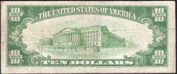 1928 $10 Gold Certificate Signatures Woods/Mellon Grades vf+