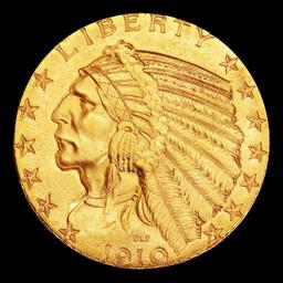 1910-p Gold Indian Half Eagle TOP POP! $5 ms66 USCG