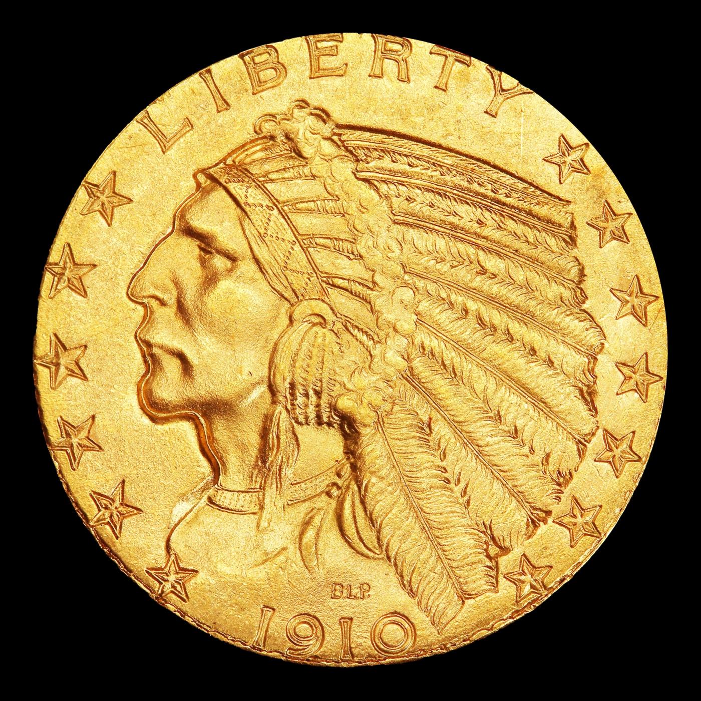 1910-p Gold Indian Half Eagle TOP POP! $5 ms66 USCG