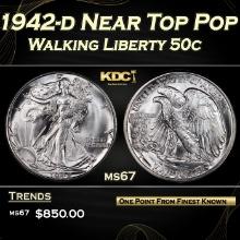 1942-d Walking Liberty Half Dollar Near Top Pop 50c ms67 SEGS