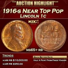1916-s Lincoln Cent Near Top Pop 1c ms65+ rb SEGS
