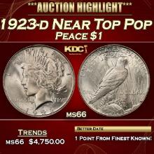 1923-d Peace Dollar Near Top Pop $1 ms66 SEGS