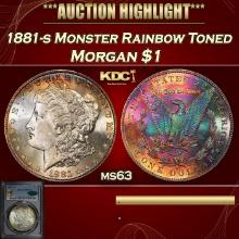PCGS 1881-s Morgan Dollar Monster Rainbow Toned $1 ms63 PCGS