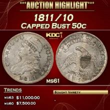 1811/10 Capped Bust Half Dollar 50c ms61 USCG