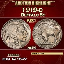 1919-d Buffalo Nickel 5c ms64 SEGS