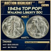 1943-s Walking Liberty Half Dollar TOP POP! 50c ms67+ SEGS
