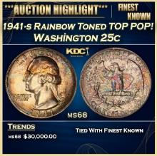 1941-s Washington Quarter Rainbow Toned TOP POP! 25c ms68 SEGS
