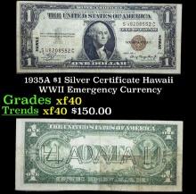 1935A $1 Silver Certificate Hawaii WWII Emergency Currency Grades xf