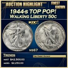 1944-s Walking Liberty Half Dollar TOP POP! 50c ms67 SEGS