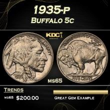 1935-p Buffalo Nickel 5c Grades ms65