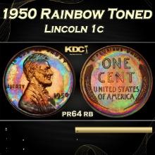 PCGS 1950 Proof Lincoln Cent Rainbow Toned 1c pr64 rb PCGS