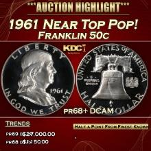 1961 Proof Franklin Half Dollar Near Top Pop! 50c pr68+ DCAM SEGS