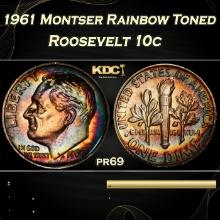 1961 Proof Roosevelt Dime Montser Rainbow Toned 10c pr69 SEGS