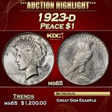1923-d Peace Dollar $1 ms65 SEGS