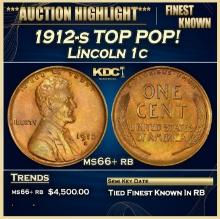 1912-s Lincoln Cent TOP POP! 1c ms66+ rb SEGS