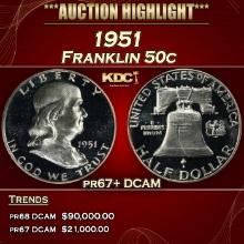 1951 Proof Franklin Half Dollar 50c pr67+ DCAM SEGS