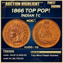 1866 Indian Cent TOP POP! 1c ms66+ rb SEGS