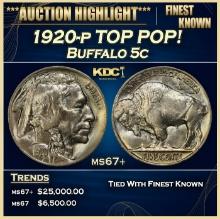1920-p Buffalo Nickel TOP POP! 5c ms67+ SEGS