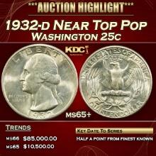 1932-d Washington Quarter Near Top Pop 25c ms65+ SEGS