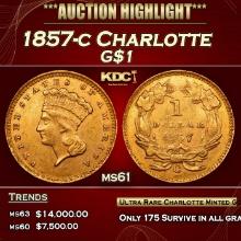 1857-c Gold Dollar Charlotte $1 ms61 USCG